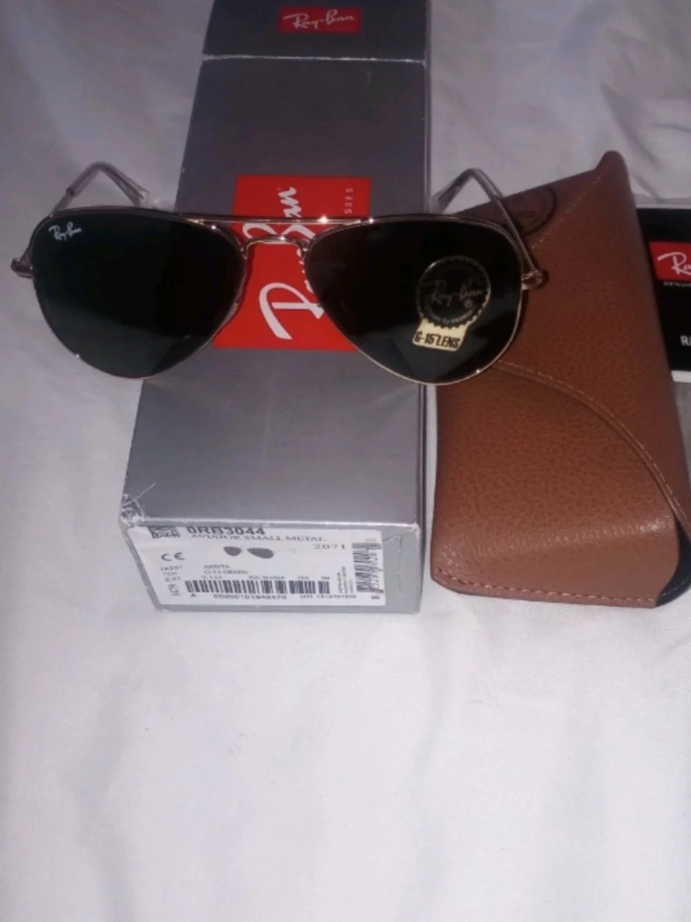 Ray-Ban Unisex Aviator Small Metal Gold Sunglasses (RB3044) Gold/G-15 Green, New